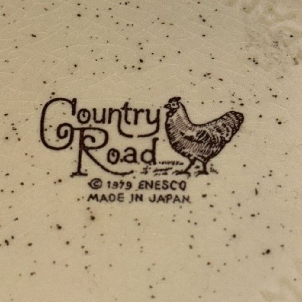 Vintage Enesco Country Road Teapot With Lid Speckled Cream & Brown Chicken Motif - Picture 5 of 7